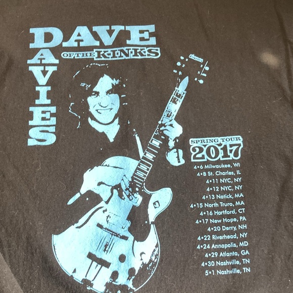 Unisex 2017 Gildan Black Dave Davies Of The Kinks Tour T Shirt - Picture 5 of 8